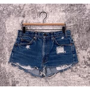 Vintage Levis Jean Shorts 30 in Womens Orange Tab High Rise Raw Hem Cut Off